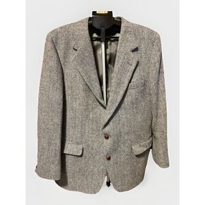Kenneth McLeod / Harris Tweed 44L Blue Gray Herringbone Wool Fully Lined Blazer